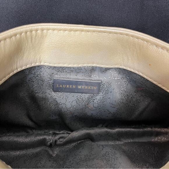 LAUREN MERKIN Clutch Purse Pearl Patent Leather Cocktail Party Formal Wedding - Picture 5 of 7
